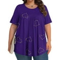 thumbnail image 2 of Plebaso Hauts pour Femmes Grande Taille Manches Courtes Blouses Plissées Décontractées Col Rond Été Tuniques Amples, 2 of 6