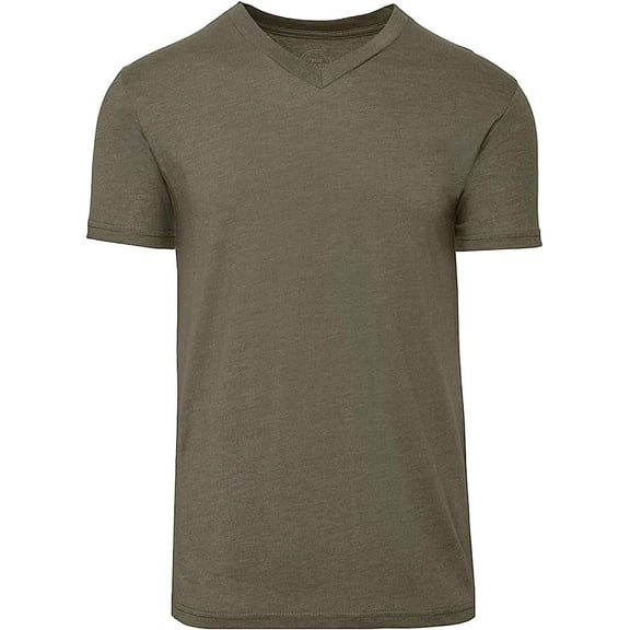 True Classic V Neck Mens T Shirt, Premium Fitted Soft Men's T-Shirts. Heather Military Green, XXL