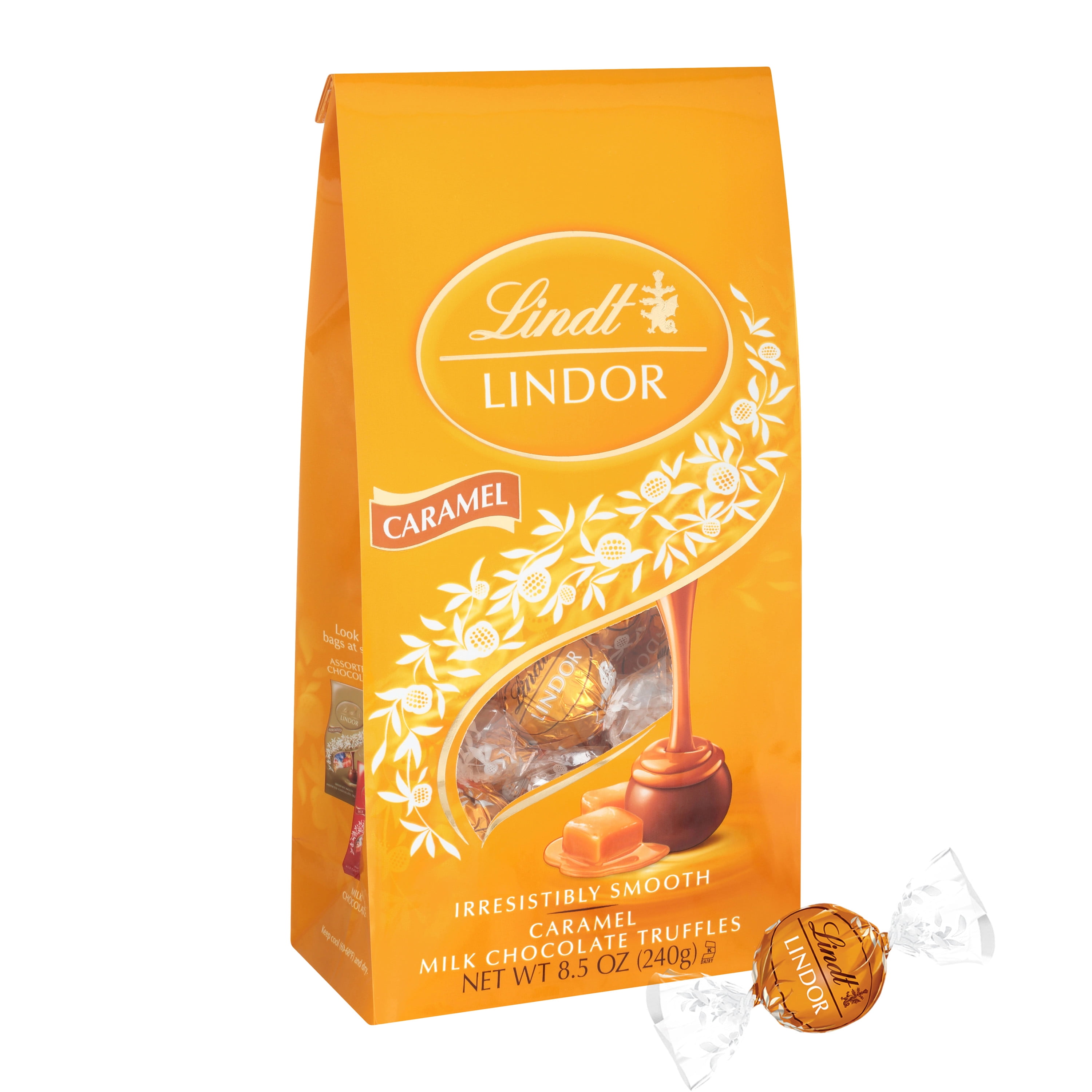 Lindt Lindor Caramel Milk Chocolate Candy Truffles, 8.5 oz. Bag