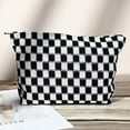 thumbnail image 3 of Pakyozj 2 Pieces Makeup Bag Large Checkered Cosmetic Bag Capacity Canvas Mix Travel Toiletry Bag Organizer Cute Makeup Brushes Aesthetic Accessories Storage Bag for Women, 3 of 7