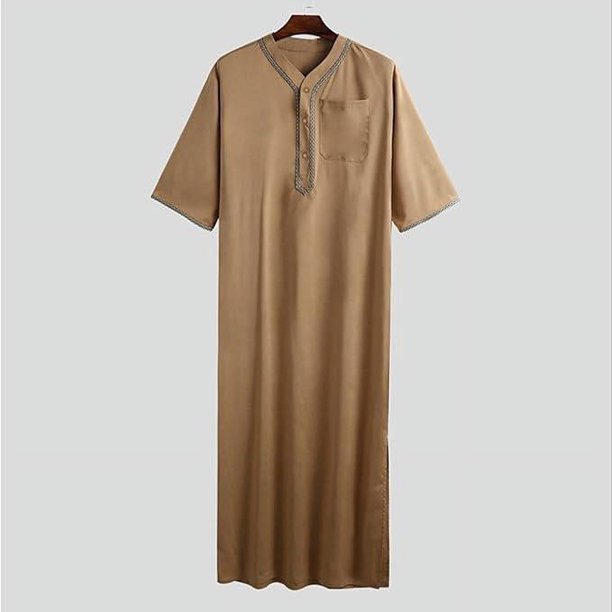 ZHAOCHENG Vestidos musulmanes, caftán musulmán para hombre, abaya, túnica de Dubái para hombre, kandoura étnica de Oriente Medio, ropa de oración para hombre, estilo saudí, dishdasha, thobe árabe, rop