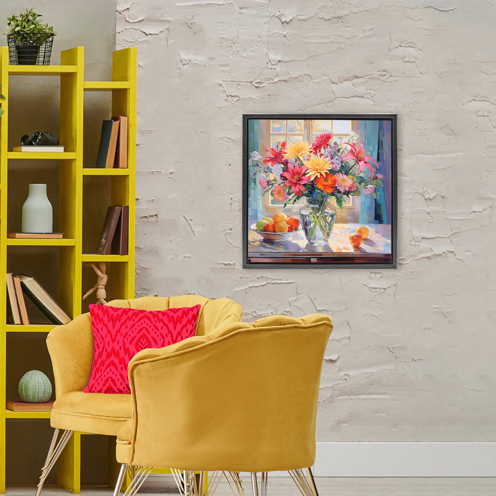 Stupell Industries Summer Flowers & Fruit Black Framed Floater Canvas Wall Art, design by Creative Studio