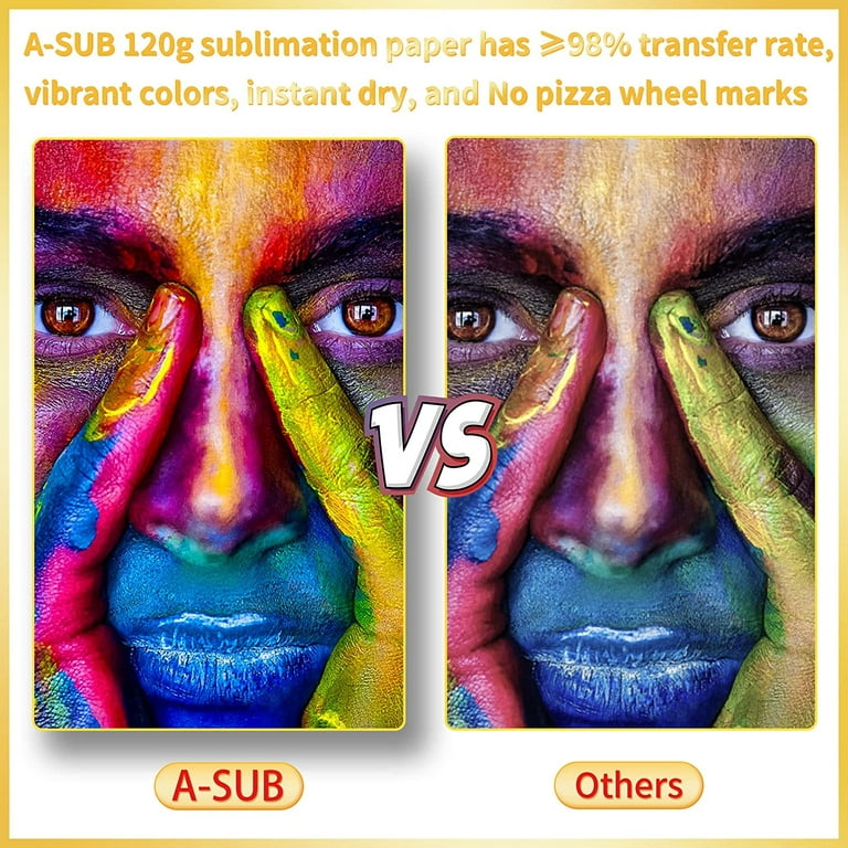 A-SUB Sublimation Paper 125g 110 Sheets with Heat Resistant  Tape 0.8 Inch 2 Rolls, Sublimation Set for DIY Crafts, for Heat Press  Transfer : Arts, Crafts & Sewing