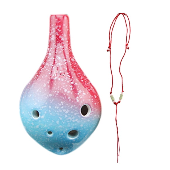 Yeacher 6 Holes Ceramic Ocarina Alto C Simple Starry Style Musical Instrument with Lanyard Music Score for Music Lover and Learner