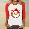 thumbnail image 2 of Fall Fashion Must Haves Women's Christmas Santa Graphic Raglan Sleeve Three Quarter Sleeve Round Neck Top Tees Tshirts Women Fall Clothes, 2 of 4