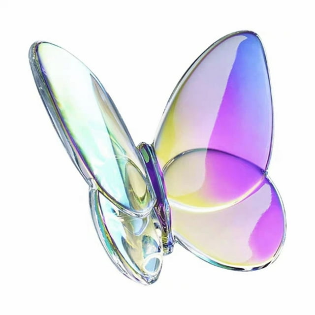 Mariposa de la suerte de cristal de vidrio con adornos de colores brillantes para decoración del hogar, colorida