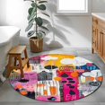 thumbnail image 3 of Round Rugs 3.3Ft, Colorful Oil Painted Round Area Rug Washable Indoor Throw Carpet, Abstract Modern Contemporary Soft Non Slip Circle Rug for Laundry Room Patio Home Decor Aesthetic, 3 of 8