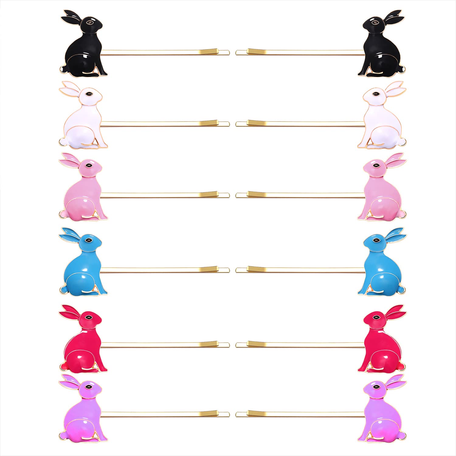 12PCS Easter Hair Clips Cute Bunny Word Hair Pins Colorful Enamel Bobby Pins Easter Egg Carrot