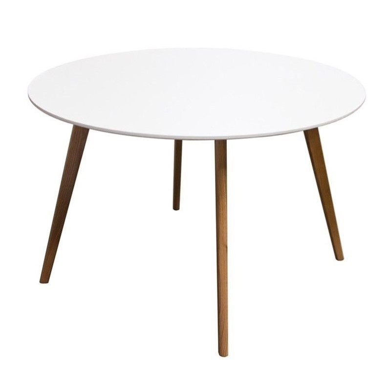 Diamond Sofa Comet Round Retro Dining Table in White