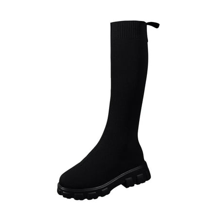 

Women Fashion Boots Ladies Fashion Solid Color Versatile Breathable Mesh Boots Thick Sole Thick Heel Long Boots