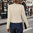 thumbnail image 5 of Women's Faux Suede Cropped Jackets Fall Casual Business Long Sleeve Open Front Blazer Jacket Coats Beige L, 5 of 5