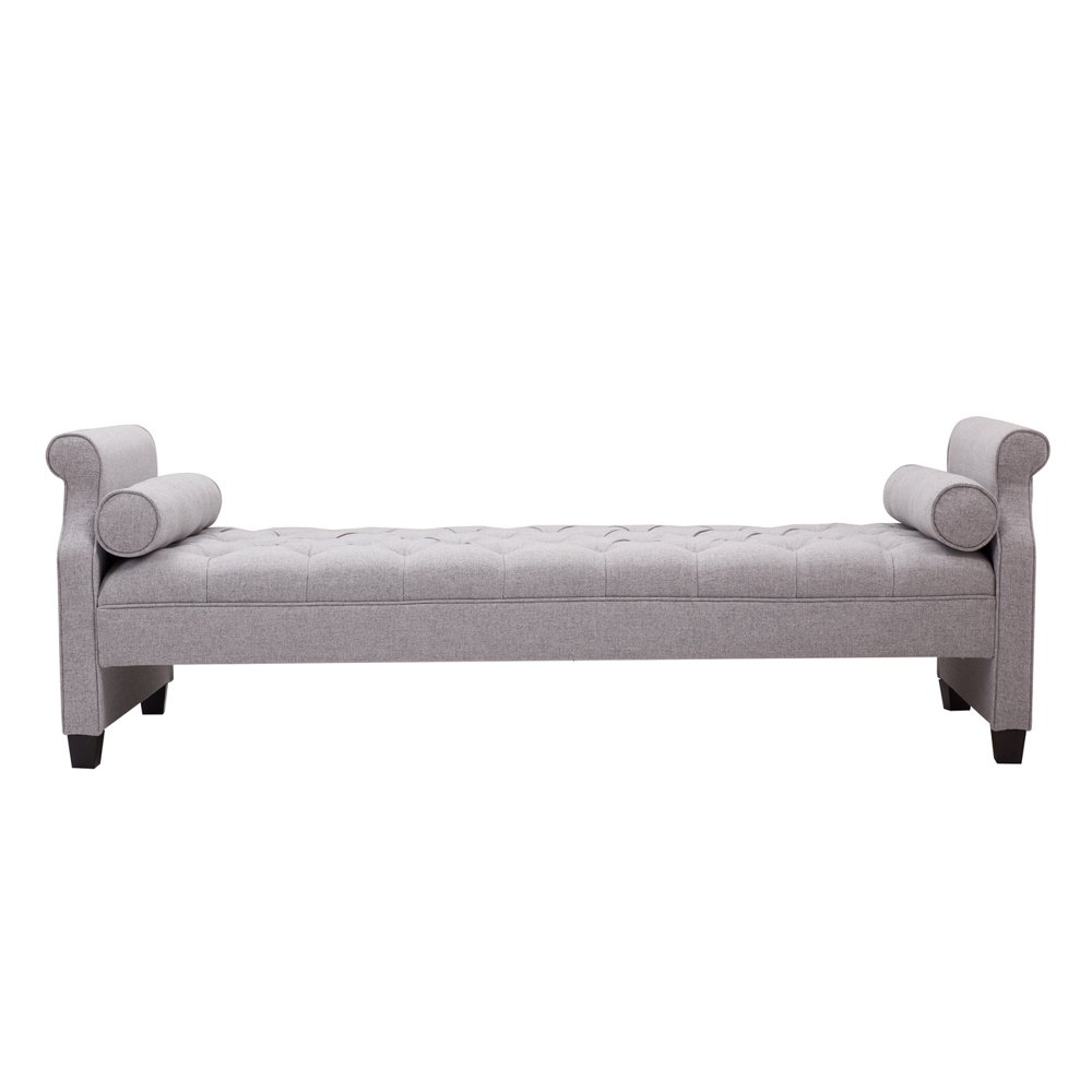 Eliza Roll Arm Sofa Bed with Bolster Pillows, Light Grey