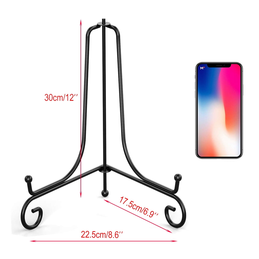 6 Pack Anti-Slip Iron Display Stand, Black Iron Easel Plate Display Photo Holder Stand, Picture Frame Holder Stand for Displaying Pictures, Plates, Books and Arts (12 inch)