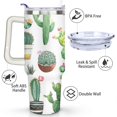 thumbnail image 3 of 40oz Watercolor Cactus Succulents Stainless Steel Flip Straw Tumbler Spill Proof Travel Cup Double Wall Vacuum Insulated Coffee Mug with Top Handle, 3 of 6