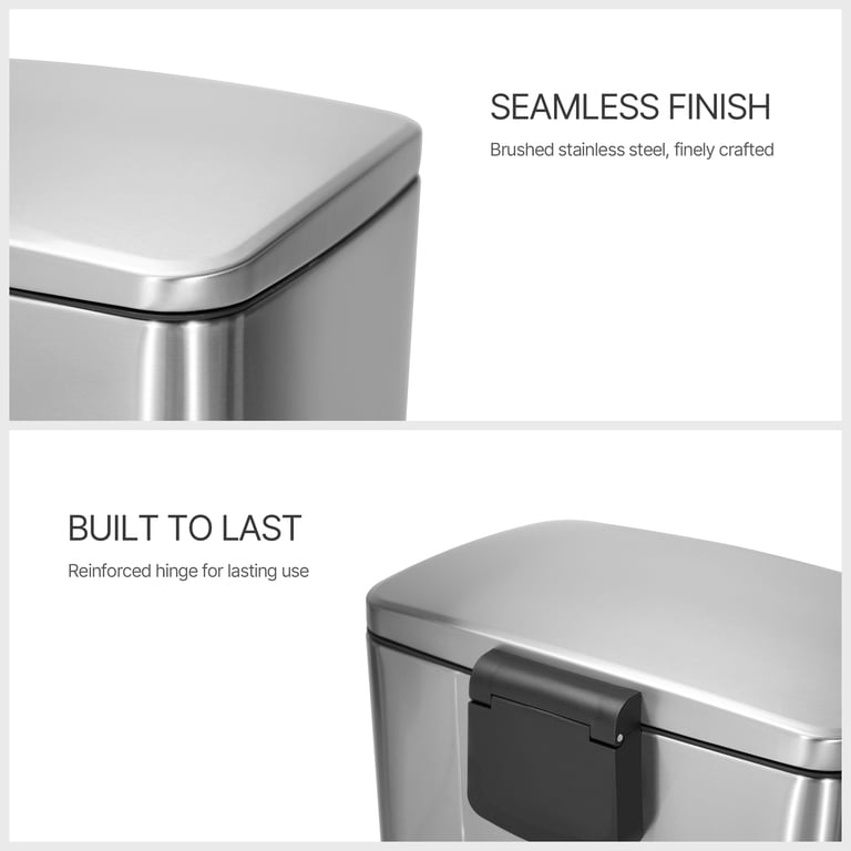 Innovaze 13 Gallon/50 Liter Trash Can, Stainless Steel Step on