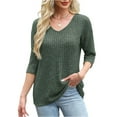 thumbnail image 4 of Womens Sweaters 3/4 Length Sleeve Casual Tunic Tops V Neck Shirts Fall Fashion Clothes 2025, 4 of 4