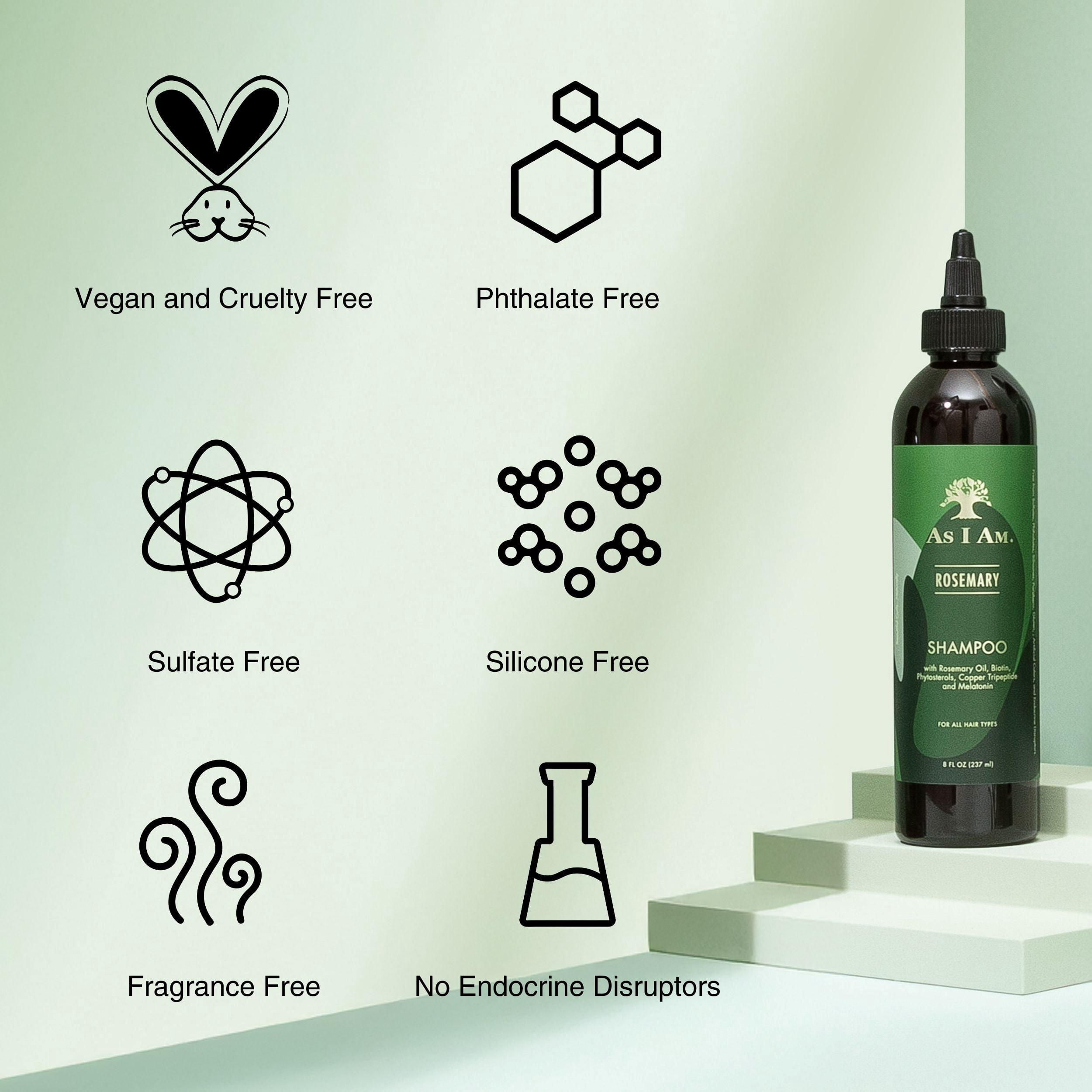 (2 pack) As I Am Rosemary Shampoo 8 fl. oz., All Hair Type, Moisturizing, Unisex