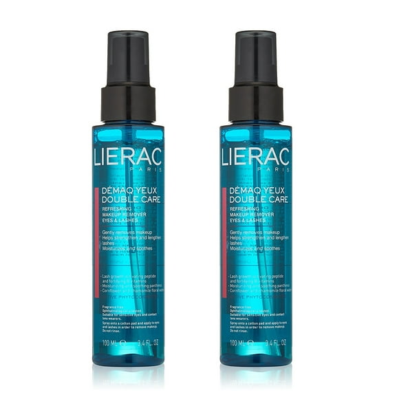 Lierac Double Care, Refreshing Makeup Remover for Eyes & Eyelashes, 3.4 Oz (Pack of 2)