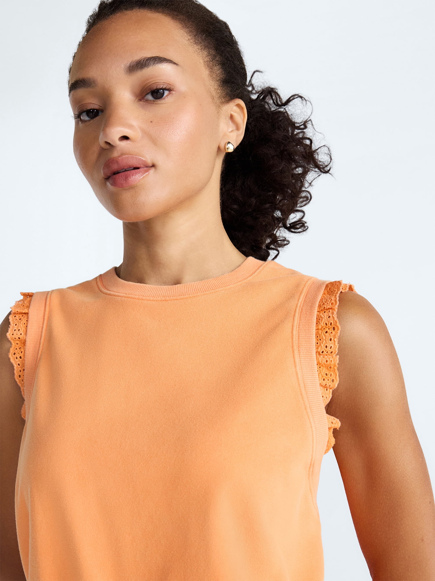 Scoop Women's Sleeveless Ruffle Top, Sizes XS-XXL