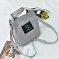 thumbnail image 2 of Women's Mini Canvas Bucket Bag Casual Letter Patch Crossbody Tote With Adjustable Strap Cute Portable Bucket Bags Square Handbag Everyday Bag Mini Travel Shoulder Bag, 2 of 3