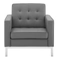 thumbnail image 5 of Modway Loft Tufted Upholstered Faux Leather Armchair in Silver/Gray, 5 of 5