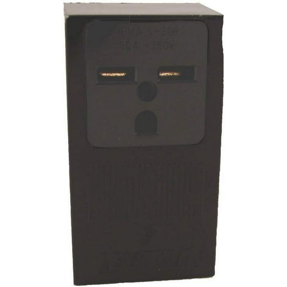 Leviton 5376 30 Amp, 250 Volt, Surface Mounting Receptacle, Straight Blade, Industrial Grade, Grounding, Black