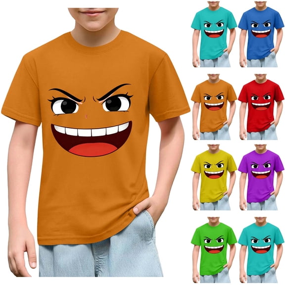 Piuwrlz 7 Boys Short T-Shirts Sleeve Kids Funny Graphic Shirts Tops Pullover T Shirts Purple Size 7 Years