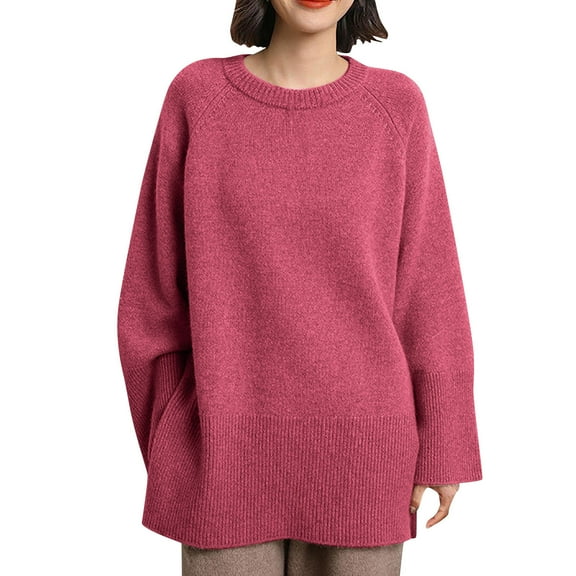 Weiqiqre Fall Sweaters for Women Oversized Crew Neck Long Sleeve Soft Casual Loose Sweater Pullover
