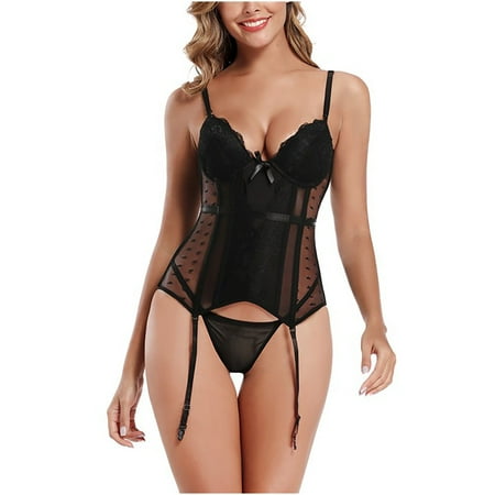 

Dadaria Plus Size Corset Top Ladies Court Corset Tummy One-piece Corset Lingerie Plus Size Black S Women