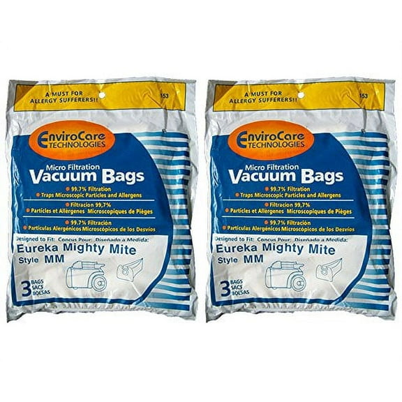 6 Eureka Allergy Mighty Mite Vacuum Style MM Bags, Canister Limited, Sanitaire V