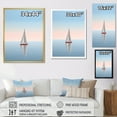 thumbnail image 4 of Designart "Calm Shore Pink And Blue Sailboat Picture I" Coastal Floater Framed Wall Art Living Room, 4 of 5