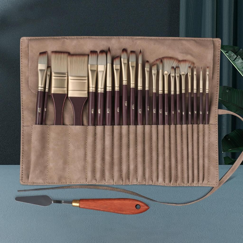 22Pcs Artist Paint Brush Nylon Paint Brush with Rolling Bag for Acrylic Gouache Watercolor Painting