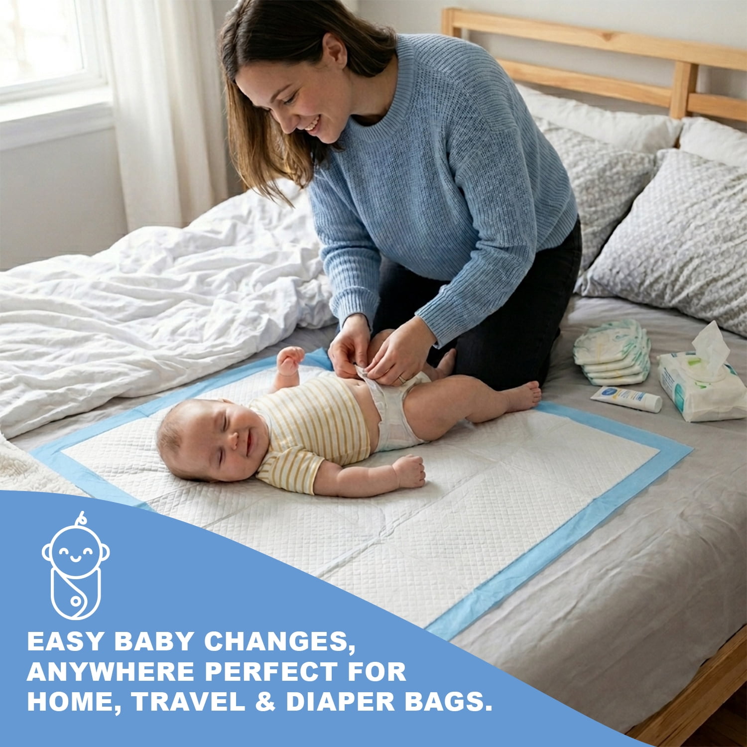 FPN 100-Pack Disposable Underpads 36x36 inch | Extra Large, Ultra-Absorbent, Leak-Proof Bed Protection Pads for Kids, Adults, Elderly & Pets | Incontinence Care