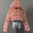 thumbnail image 3 of Abrigos y chaquetas de piel sintética recortados peludos de alta calidad para mujer, abrigo superior esponjoso con capucha, chaqueta de piel de invierno, abrigo femenino, 3 of 3