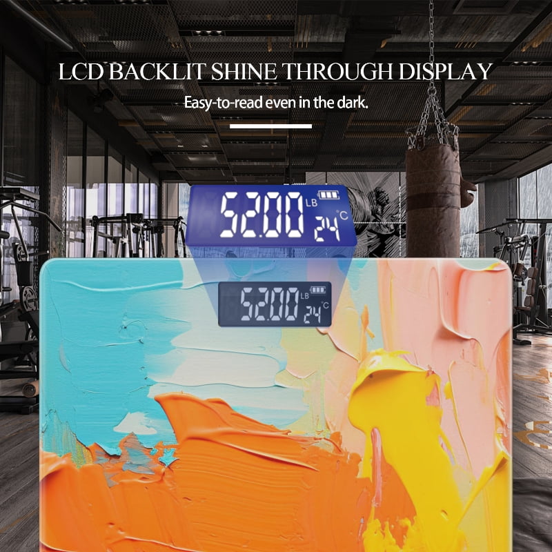 Bathroom Scale, Highly Accurate Digital Body Scale,Precisely Measures Weight up to 400 lbs-Abstract Background With Orange And Bule Paint Strokes