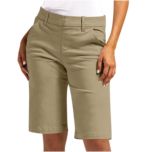 zbxnLI Shorts Bermuda pour Femmes Été Décontracté Taille Haute Jambe Droite Randonnée Voyage avec Poches