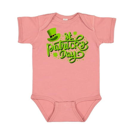 

Inktastic St. Patrick s Day Hand Lettering with Green Top Hat Gift Baby Boy or Baby Girl Bodysuit