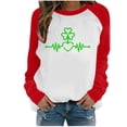 thumbnail image 2 of Mikilon Femmes Printemps Patchwork St. Patrick'S Day Imprimé Manches Longues Col Rond Casual Tee-Tops, 2 of 4