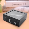 thumbnail image 3 of Wooden 9 Grids Tea Box Tea Bags Container Storage Box Square Gift Box Case Transparent Top Lid Jewelry Storage Box-Black, 3 of 8