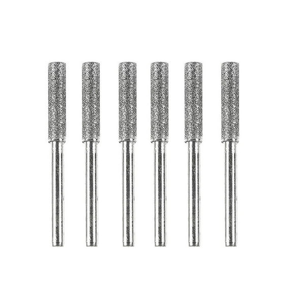 BE-TOOL 6Pcs Titanium Plated Diamond Bits Diamond Chainsaw Sharpener Burr Sharpener Stone Electric Kit for Polishing Grinding 4.0mm Silver