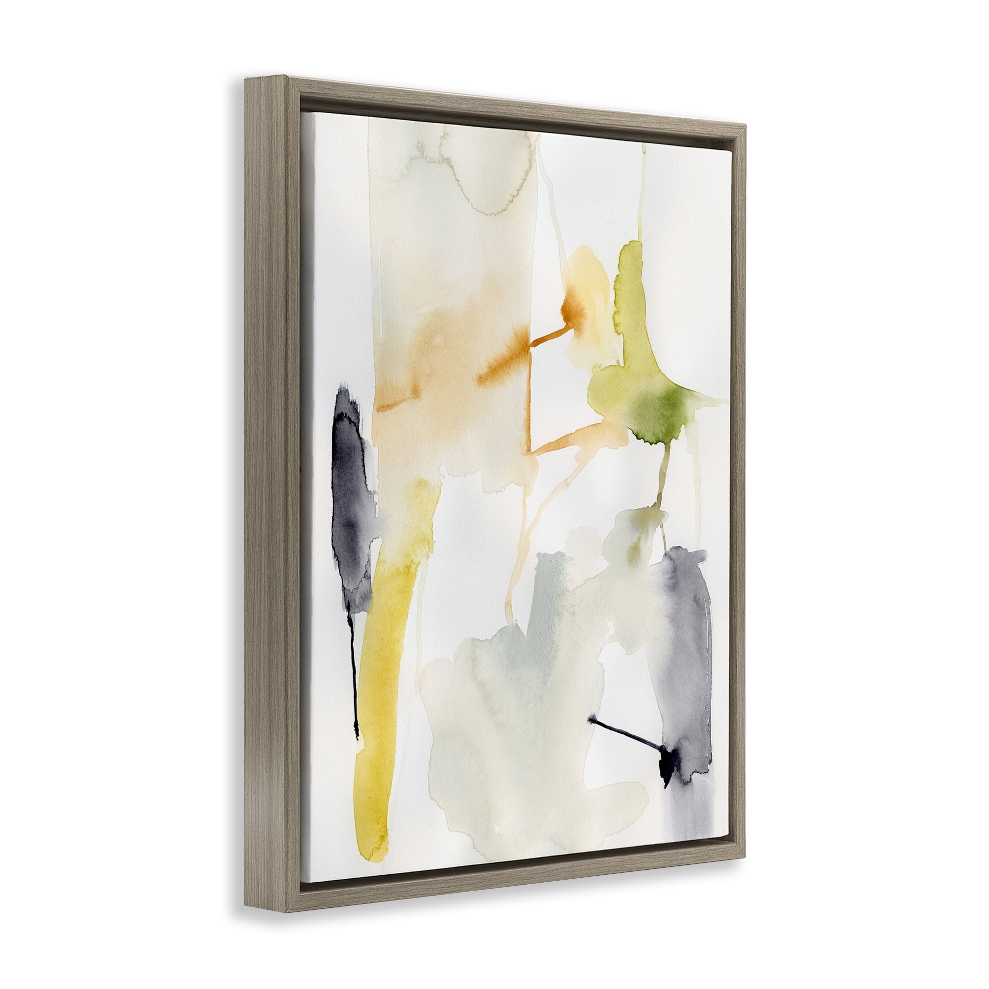 Stupell Industries Soft Watercolor Splashes Abstract Painting Brown Floater Framed Canvas Art Print Wall Art, 17 x 21
