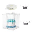 thumbnail image 3 of Clear Cake Box, 6 Pack 12"x12"x14" Tall Cake Boxes with Ribbon for 10 Inch Cake Packing Carry for Birthday (White), 3 of 6