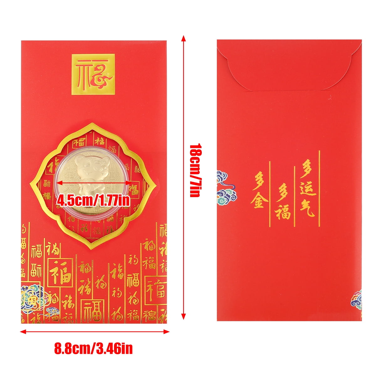 12 Pcs Chinese Red Envelopes,Thank You Cards,Cash Envelopes,Lucky Money Gift Envelopes Red Packet for Spring Festival,New Year,Birthday,Wedding,Baby