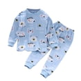 thumbnail image 1 of Splozh Fall Clothes for Toddler Girls Childrens Comfortable and Breathable Long Sleeved Home Clothes Two Piece Set with Cute Cartoon Pattern Blue,6-12 Months, 1 of 3