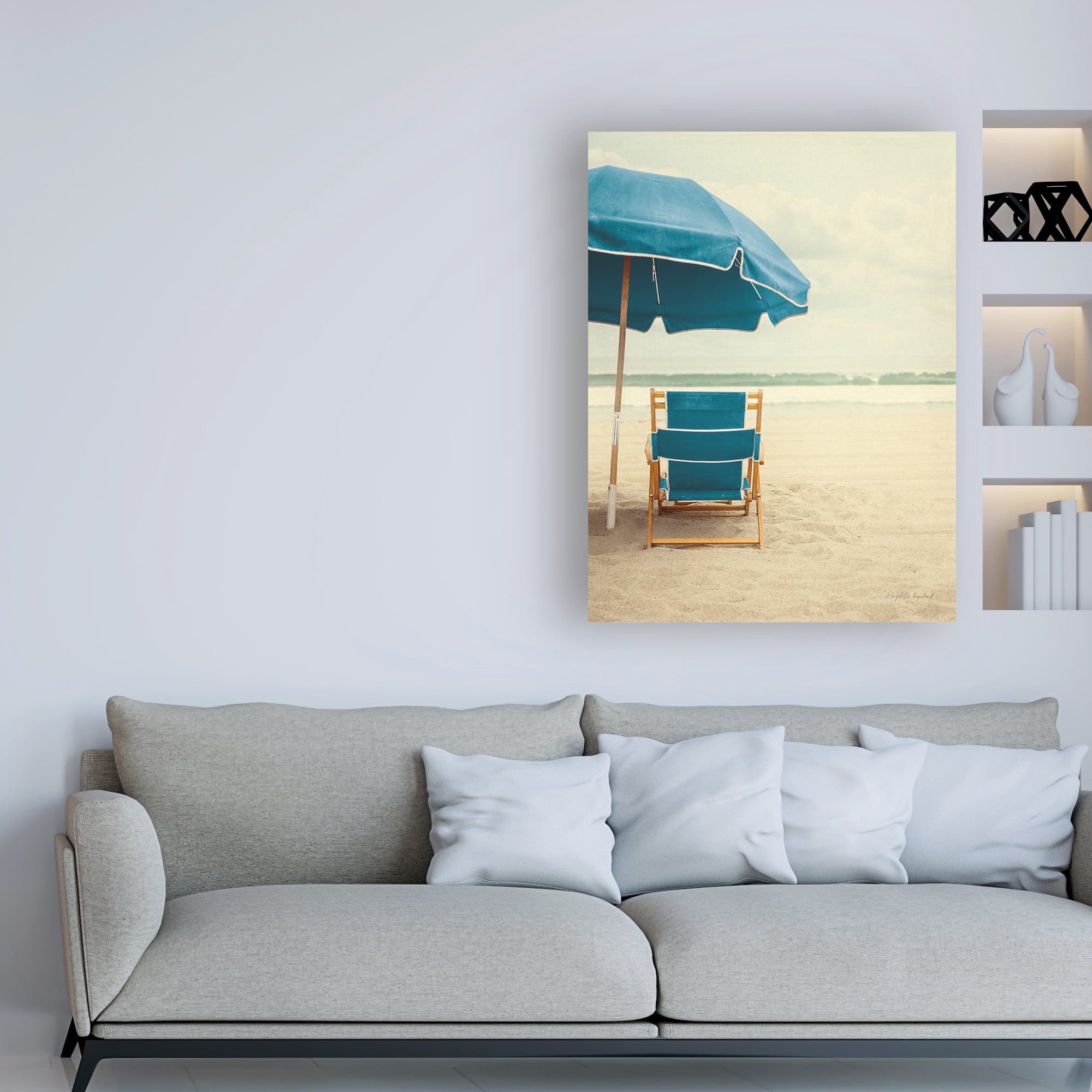 Trademark Fine Art 'Under the Umbrella II - Bright Turquoise' Canvas Art by Elizabeth Urquhart
