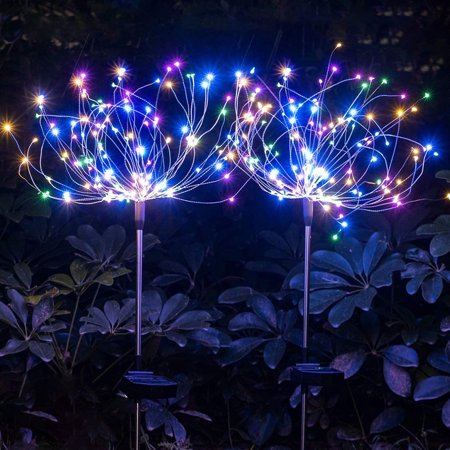 SolarEra Solar Garden Lights  2 Pack 180LED Fireworks Solar Lights Outdoor  Waterproof Patio  Home  Garden Decor Lights for Pathway Backyard Lawn Yard(Multicolor)- Christmas Decorations