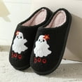 thumbnail image 2 of YLYL Halloween Slippers for Women Men Fall Ghost Pumpkin Cute Soft Plush Fuzzy House Home Outdoor Indoor Shoes, 2 of 9