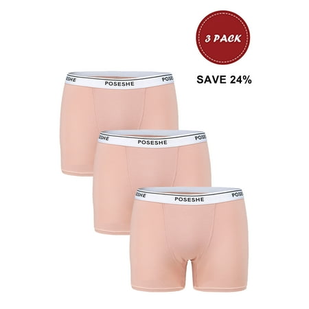 

POSESHE Women s Boyshorts Panties Underwear 6/8 inseam S-5XL Plus Size 3-Pack