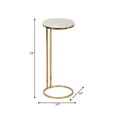 thumbnail image 3 of Round End Side Table or Small Night Stand for Living Room Accent - Metal Drink Table with Marble Top for Bedside and Home Decor - Space-Saving Display for Small Spaces Styling  - 24" White & Gold, 3 of 8