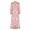 thumbnail image 5 of 2024 Casual Beach Dress for Women V-Nekc Print Loose Long Dresses Puff Sleeve Ankle Length Dress, 5 of 6